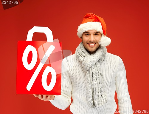 Image of handsome man in christmas hat