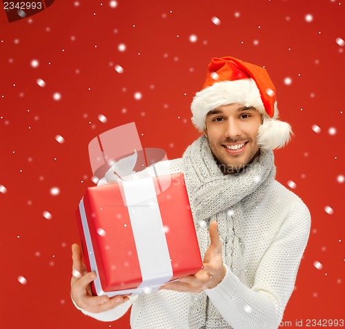 Image of handsome man in christmas hat