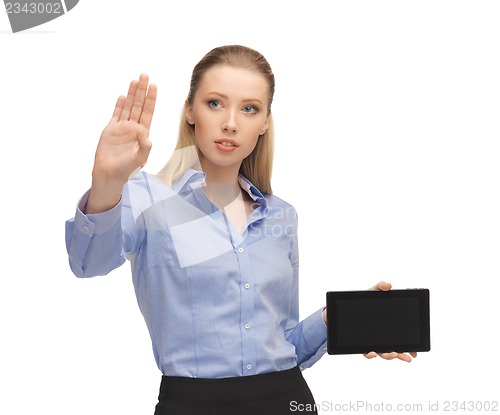 Image of woman working with tablet pc