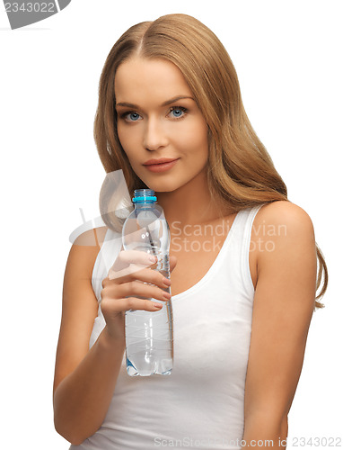 Image of young beautiful woman with  bottle of water