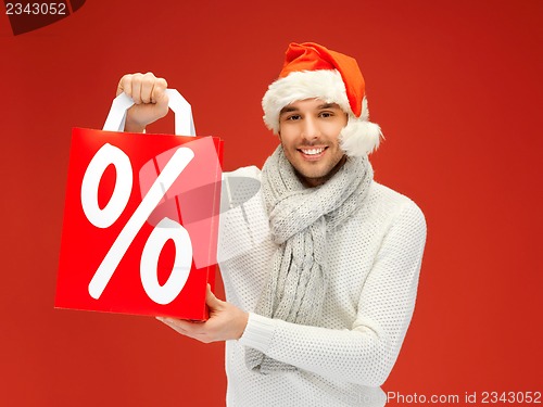 Image of handsome man in christmas hat