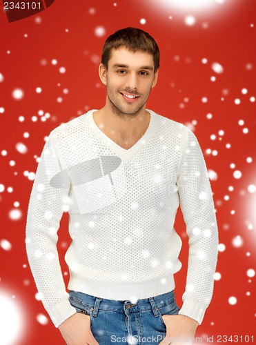 Image of handsome man in warm sweater