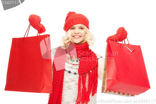 Image of young girl with shopping bags