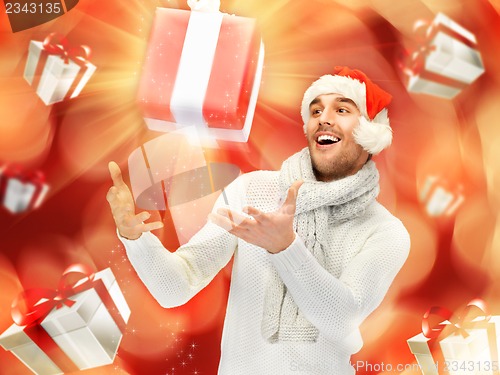 Image of handsome man in christmas hat