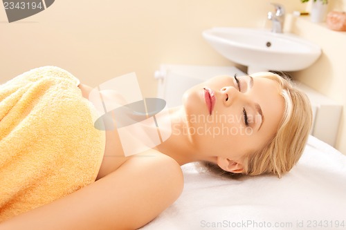 Image of beautiful woman in spa salon