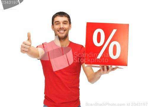 Image of man with percent sign