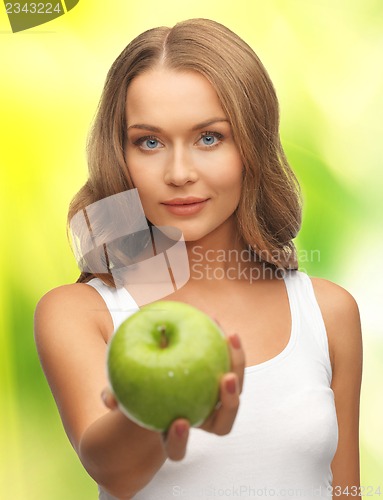 Image of woman with green apple