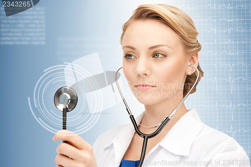 Image of attractive female doctor with stethoscope