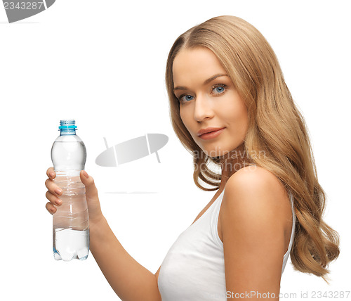 Image of young beautiful woman with  bottle of water