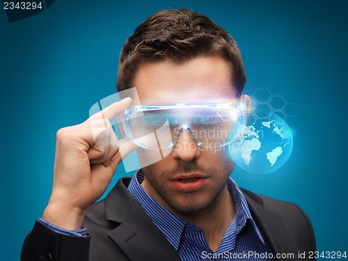 Image of businessman with digital glasses