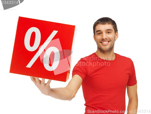 Image of man with percent sign