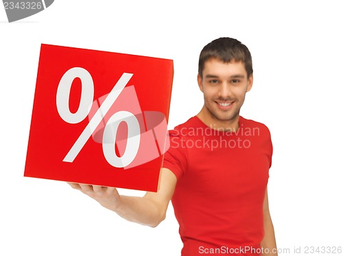 Image of man with percent sign