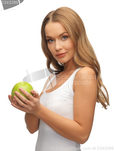 Image of woman with green apple