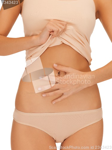 Image of woman body in beige cotton undrewear