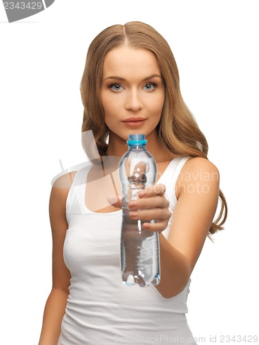 Image of young beautiful woman with  bottle of water