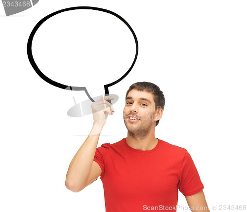 Image of smiling man with blank text bubble