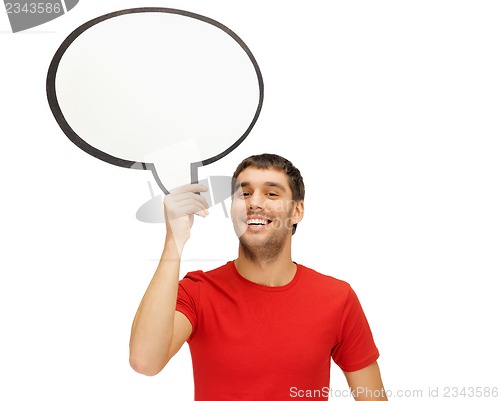 Image of smiling man with blank text bubble