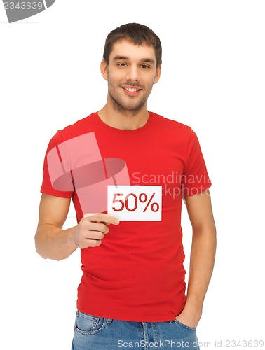 Image of handsome man with discount card.