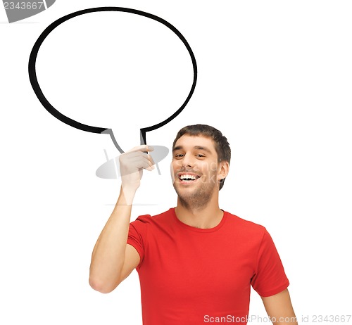 Image of smiling man with blank text bubble