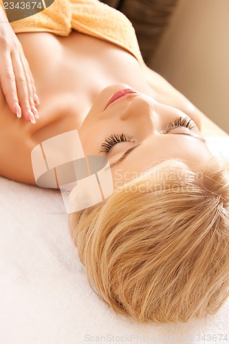 Image of beautiful woman in spa salon