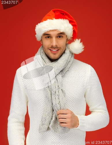 Image of handsome man in christmas hat