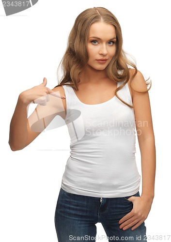 Image of woman in blank white t-shirt