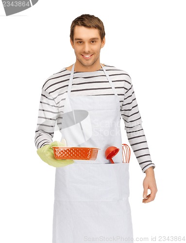 Image of cooking man over white