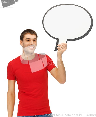 Image of smiling man with blank text bubble