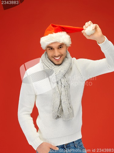 Image of handsome man in christmas hat