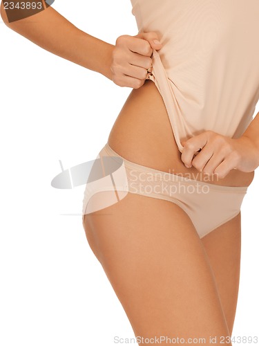 Image of woman in beige cotton undrewear