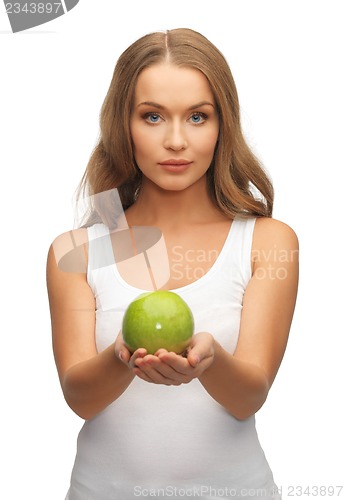 Image of woman with green apple