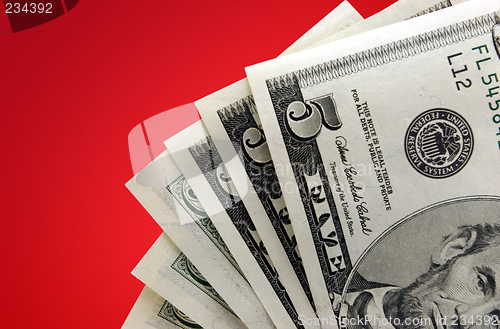 Image of Money on Red Background