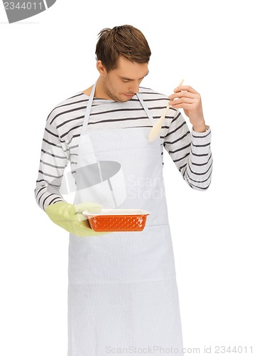 Image of cooking man over white