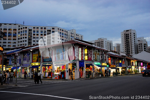 Image of little india in singapore by twilight