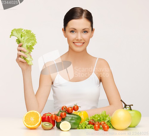 Image of woman with fruits and vegetables