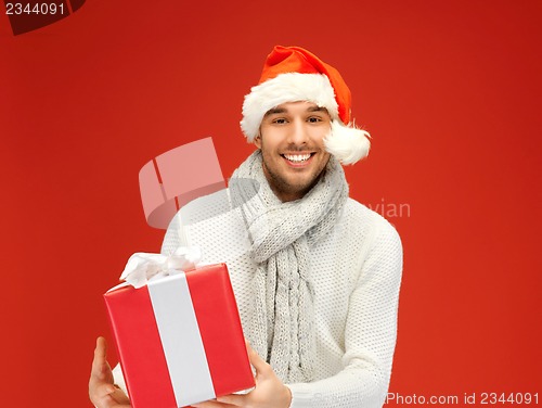 Image of handsome man in christmas hat