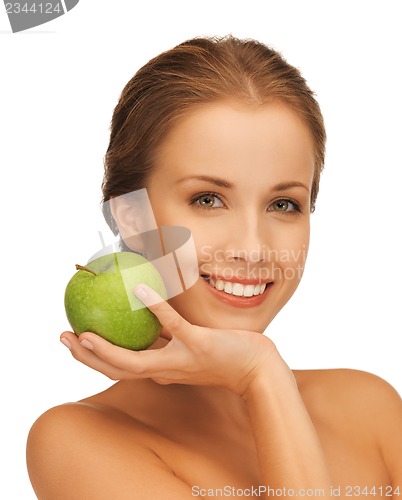 Image of woman with green apple