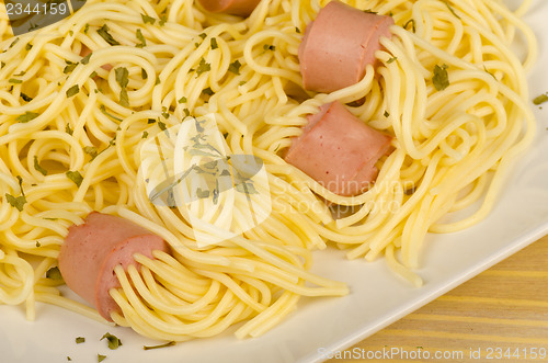 Image of Spaghetti with sausages