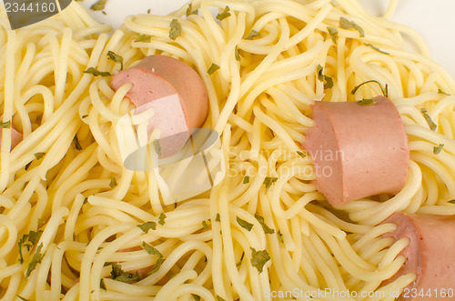 Image of Spaghetti with sausages