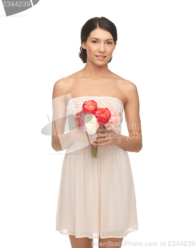 Image of woman with bouquet of flowers