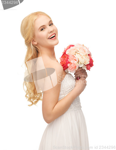 Image of woman with bouquet of flowers