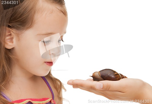 Image of litle girl with snail