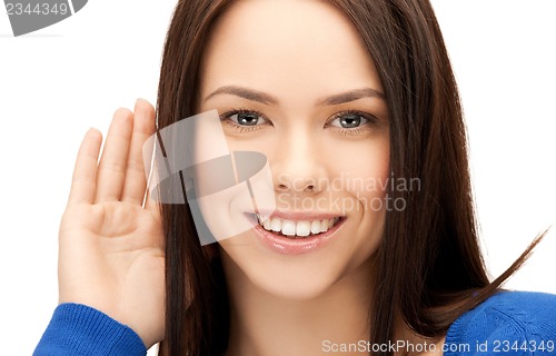 Image of happy woman listening gossip