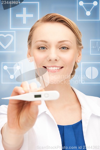 Image of female doctor with thermometer