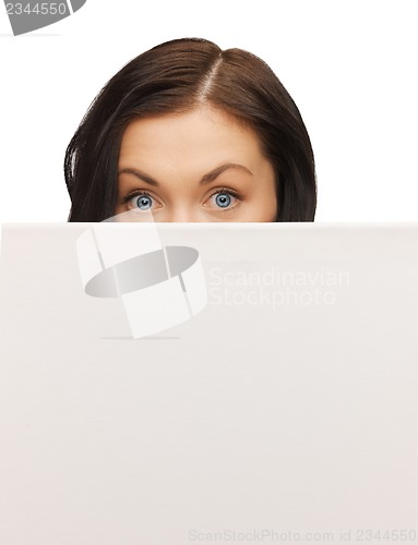 Image of lovely woman with blank board