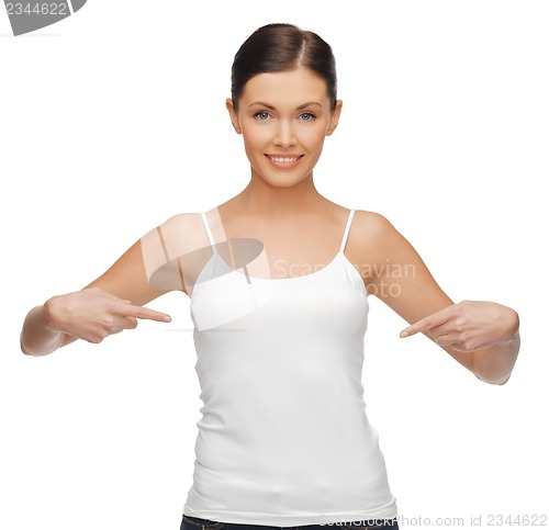 Image of woman in blank white t-shirt