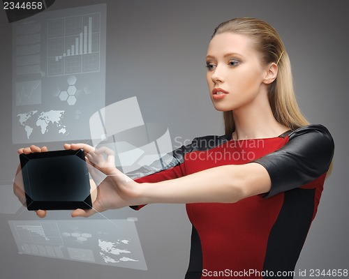 Image of futuristic woman with tablet pc