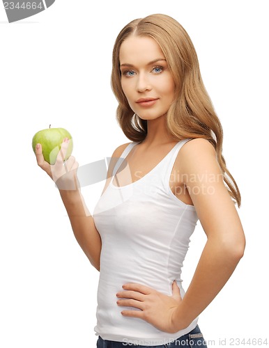 Image of woman with green apple