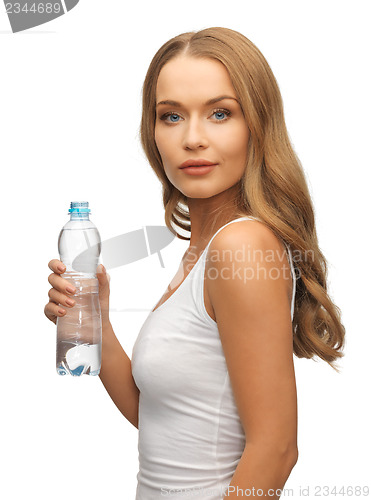 Image of young beautiful woman with  bottle of water