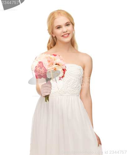 Image of woman with bouquet of flowers
